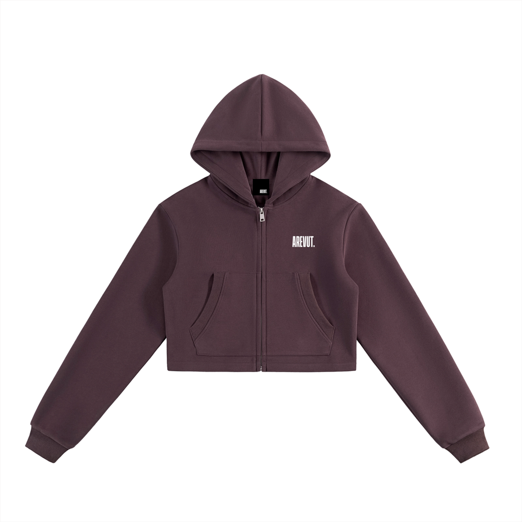 WMN. Essential Cropped Zip-Up Hoodie