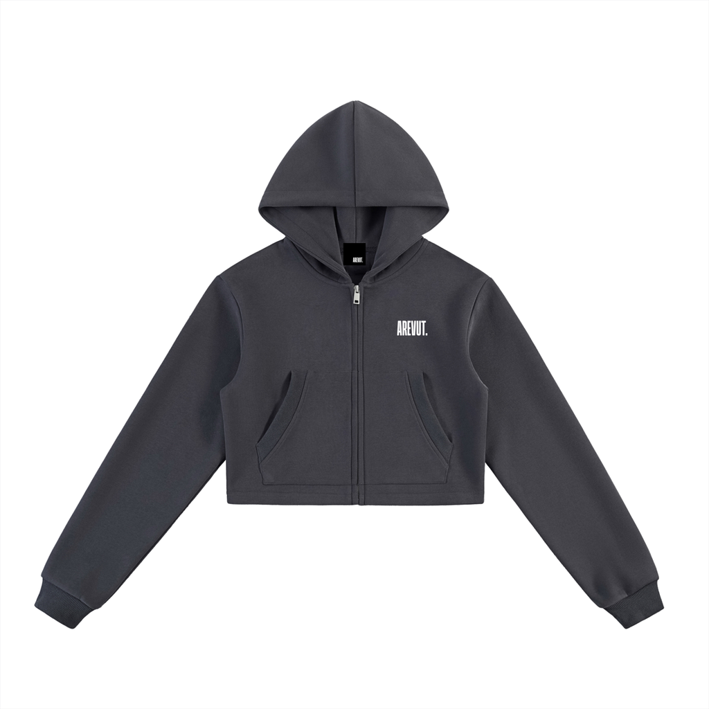 WMN. Essential Cropped Zip-Up Hoodie