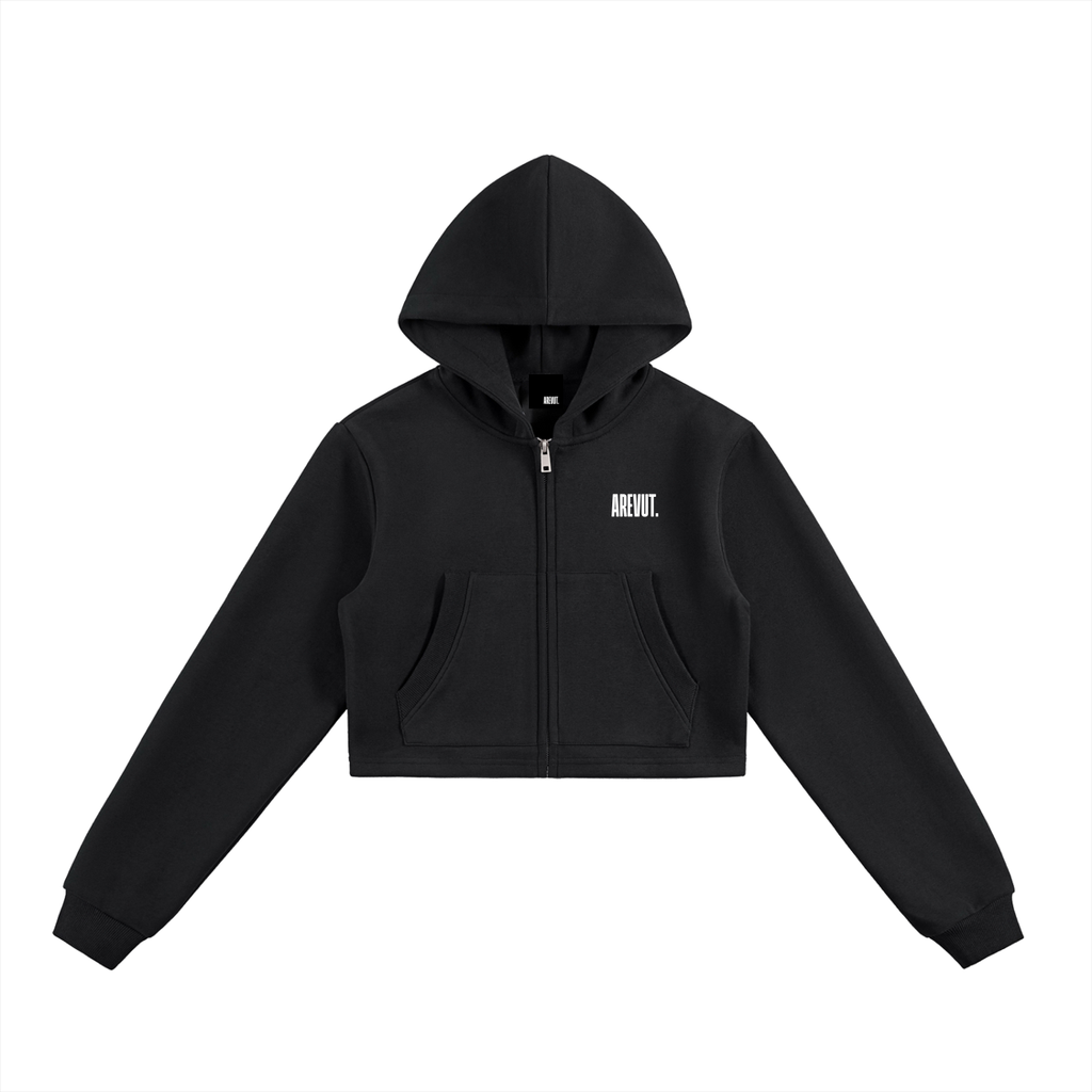 WMN. Essential Cropped Zip-Up Hoodie