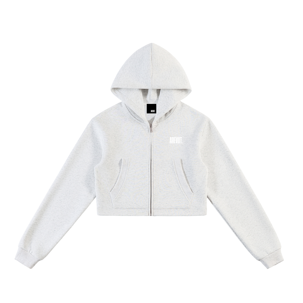 WMN. Essential Cropped Zip-Up Hoodie